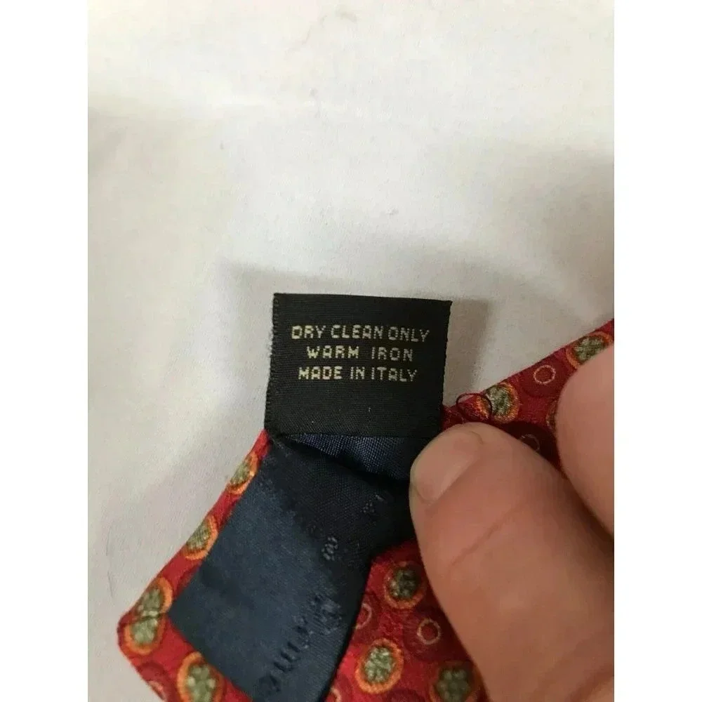 Ermenegildo Zegna Red Floral Polka Dot Geometric 100% Silk Classic Neck Tie